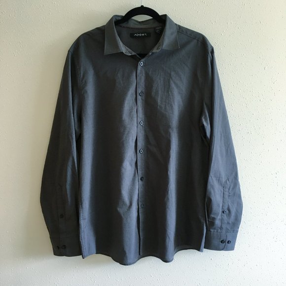 A(x)ist Gray Dot Long Sleeve XL Button Men’s Top - Picture 2 of 12